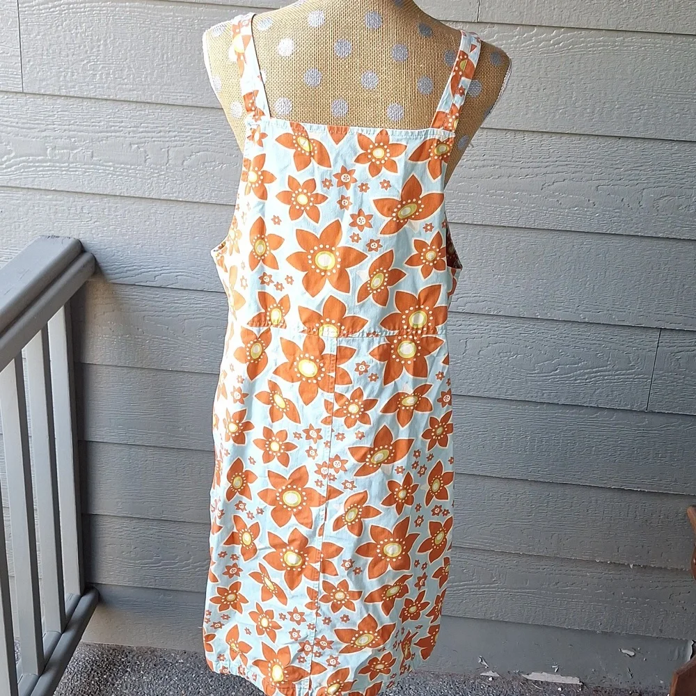 Vintage 70s Floral Cotton Overall Hippie Dress Whimsical Colorful L/XL - Picture 7 of 11